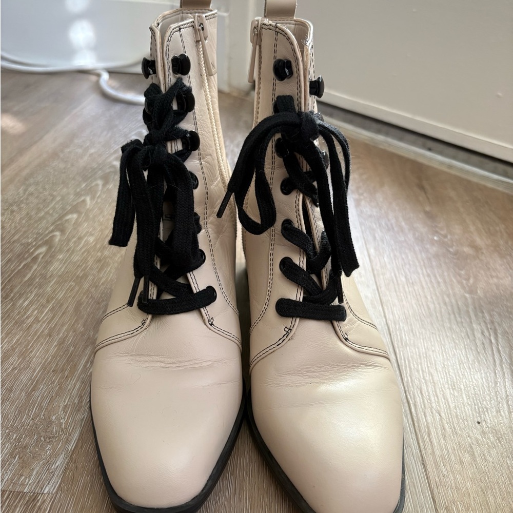 Elegant Lace-Up Cream Boots for Women